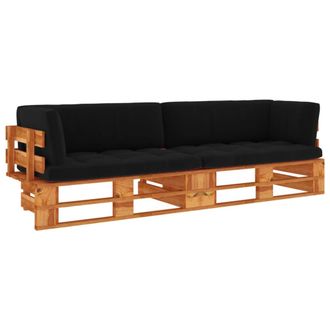 vidaXL Sof&aacute; De Palets 2 Plazas Cojines Madera Pino Impregnada Marr&oacute;n Vidaxl