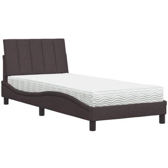 vidaXL Cama Con Colch&oacute;n Tela Marr&oacute;n Oscuro 80x200 Cm Vidaxl