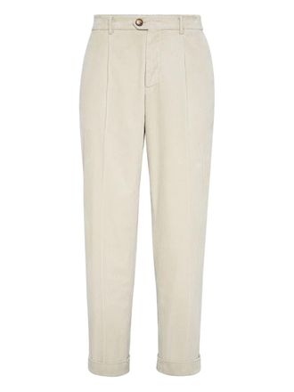 Brunello Cucinelli garment-dyed corduroy trousers - men - Cotton - 50 - Neutrals
