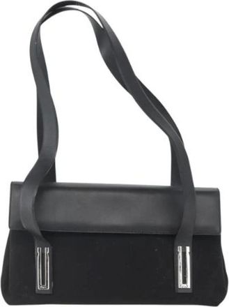 Ferragamo Pre-owned Shoulder Bags, female, Black, Size: ONE SIZE Pre-owned Canvas Shoulder Bag