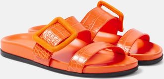 Manolo Blahnik Mayfu leather slides