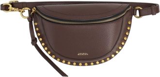 Isabel Marant Semi-Circular Brown Leather Belt Bag with Gold-Tone Accents