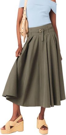 Maje Cotton pleated maxi skirt in Khaki at Nordstrom, Size 38 Eu