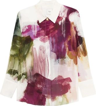 Aje Atomic blouse met print en knopen - Beige