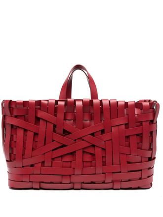 Jil Sander Leren draagtas - Rood