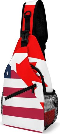 Generic U.S. And Canada Flag Mens Shoulder Bags Sling Crossbody Backpack Travel Hiking Chest Bag with Small Side 38x20cm