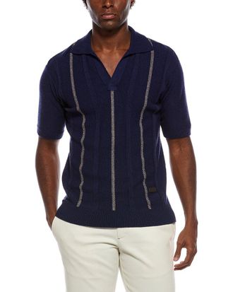 Isaia Cashmere-Blend Polo Sweater
