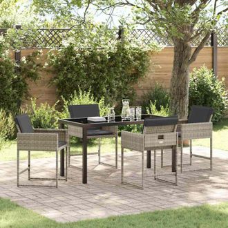 vidaXL Conjunto De Comedor De Jard&iacute;n 5 Pcs Gris Claro Polirat&aacute;n Vidaxl