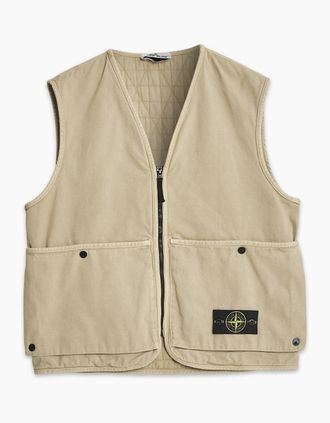 Stone Island Mens S0184 Zip Gilet Beige - Cream - Size: 40/Regular