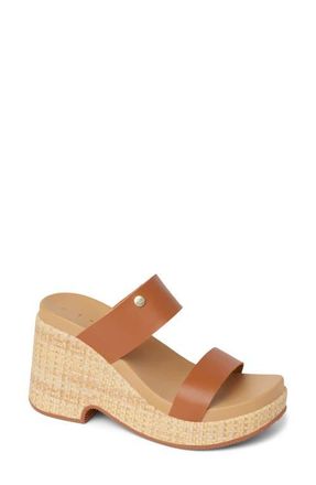 Reef Sunset Ibiza Platform Slide Sandal in Leather Brown at Nordstrom, Size 11