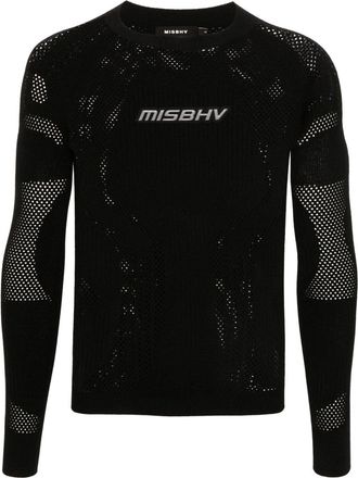 Misbhv logo-appliqu&eacute; open-knit jumper - men - Polyester/Viscose - S - Black