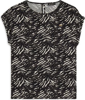 Freddy T-shirt in viscosa animalier con spacchi dotati di zip