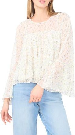 1.State Floral Long Bell Sleeve Ruffle Top in Pastel Yellow at Nordstrom Rack, Size X-Large