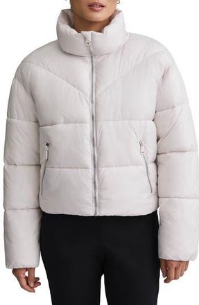 NVLT Stand Collar Crop Puffer Jacket in Ivory at Nordstrom Rack, Size X-Small