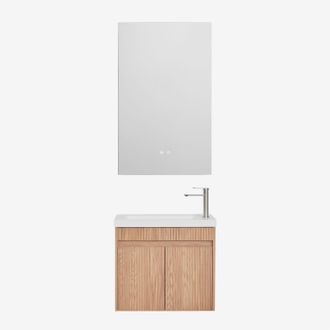 Sklum Conjunto De Mueble De Ba&ntilde;o Suspendido En Madera Con Lavabo Integrado Narek Sklum