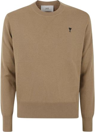 Ami ADC Sweater - Heren - Ronde hals truien - Beige - M - Wol - Truien & Vesten