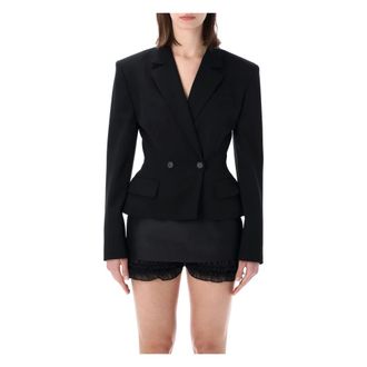Magda Butrym Blazers, female, Black, Size: S Wool Peplum Blazer