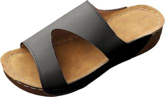 Generic Womens Wedge Sandals Summer Arch Support Casual Slide Sandals Breathable Comfortable Walking Shoes for Women Soft Sole Wide Width Beach Sandal Simple 