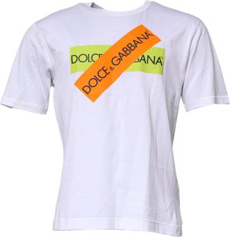 Dolce & Gabbana Mens Graphic Tee Short Sleeve Cotton - White - Size EU 50 (Mens)