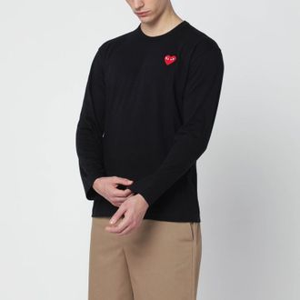 Comme Des Gar&ccedil;ons Black cotton long-sleeve top