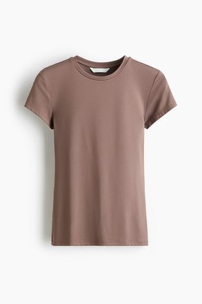 H&M Figurnahes T-Shirt aus Mikrofaser - Brown
