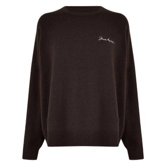 Jack Wills Dames/Dames Geborduurde Logo Crew Hals Trui (Cacao)