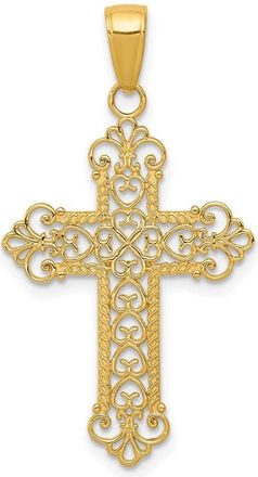 Diamond2Deal 14k Yellow Gold Fleur De Lis Cross Charm