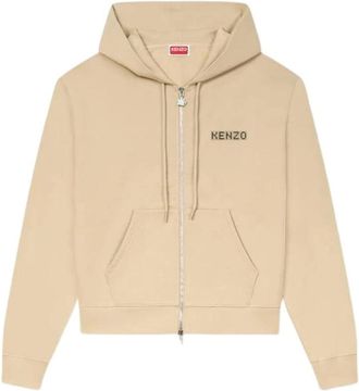 Kenzo City Zip-through Hoodie - Dames - Vesten met rits - Beige - L - Katoen - Hoodies & sweatvesten