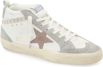 Golden Goose Mid Star Sneaker in White/Silver Sconce/Brown at Nordstrom, Size 10Us