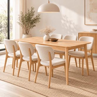 Calicosy Mesa de comedor extensible de 160 a 200 cm de madera maciza