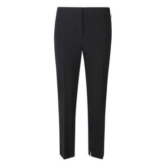 Elisabetta Franchi Slim-fit Trousers, female, Black, Size: 2XS Lightweight Cr&ecirc;pe Trousers with Logo Charm