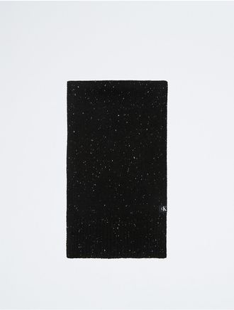 Calvin Klein Womens Tweed Monogram Logo Scarf - Black