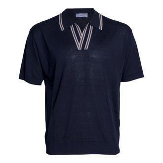 Paolo Pecora Polo Shirts, male, Blue, Size: 2XL Short-sleeve Polo