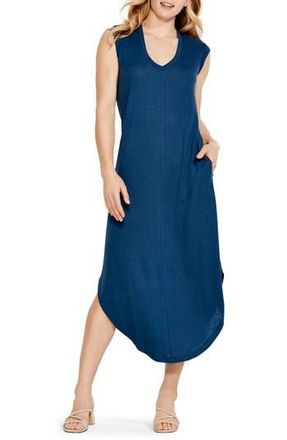 Nic+Zoe Scoop Neck Linen Blend Tank Dress in Deep Ocean at Nordstrom Rack, Size Small