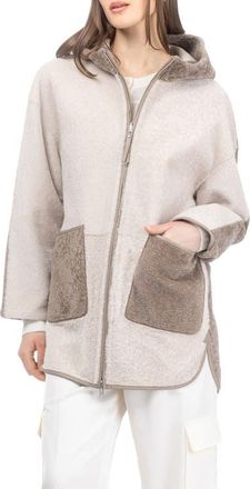 Gorski Textured Genuine Shearling Parka in Beige/taupe at Nordstrom, Size X-Large