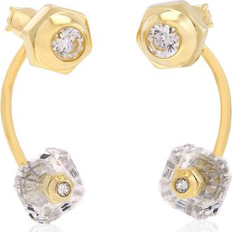 Swarovski Numina Pierced Earrings Gold Shiny White
