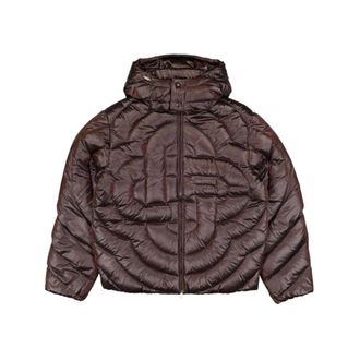 Casablanca Hooded Concentric Quilted Down Jacket - male - Casablanca - Down Jackets - Brown - XL - Jackets