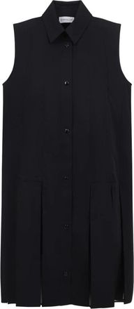 Moncler Cotton & Silk Mini Shirt Dress - Dames - Shirt Kleedjes - Zwart - S - Katoen - Kleedjes