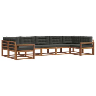 vidaXL Conjunto De Sof&aacute;s De Exterior 7 Pcs Natural Y Antracita Vidaxl