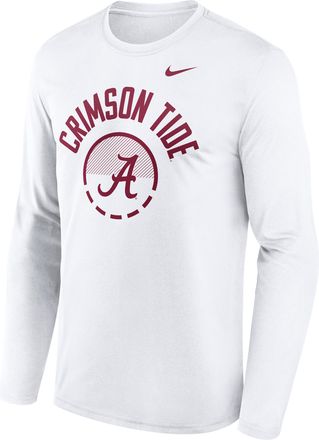 Nike Alabama Courtside Nike Mens Dri-FIT College Long-Sleeve T-Shirt in White | 02TJ10AABN-FFP