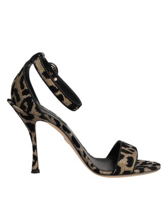 Dolce & Gabbana Gold Leopard Ankle Strap Heels Sandals Womens Shoes