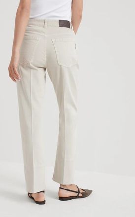 Brunello Cucinelli Cotton Blend Straight Leg Trousers - Beige