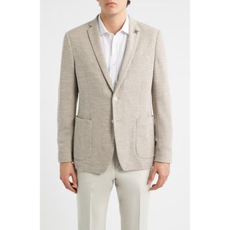 John Varvatos Varick Slim Fit Tan Knit Sport Coat in Oatmeal at Nordstrom, Size 46 Regular