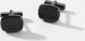 BOSS Mens Black grooved cufflinks