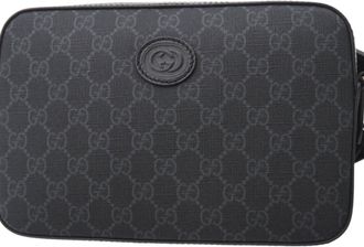 Gucci Black Gray Gg Supreme Shoulder Bag (Pre-Owned)