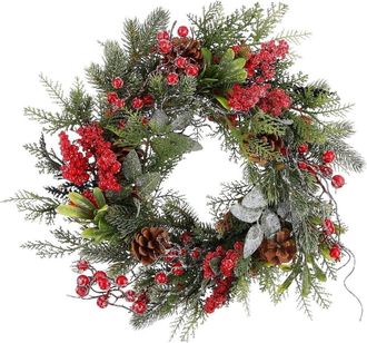 MiCa Decorations Corona decorativa randell rojo h10xb40xl40cm