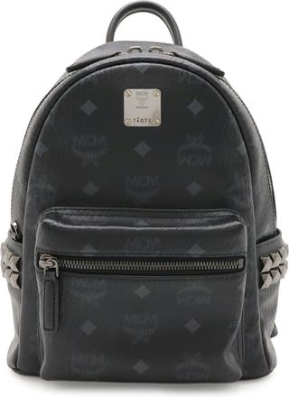 MCM Mcm Visetos Black Coated Canvas Pvc Leather Backpack (Pre-Owned)