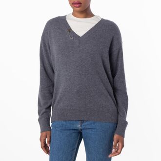 Burberry V-Neck Cashmere Jumper, Size XX-Small