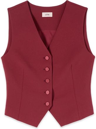 Oltre Crepe stof gilet - Dames - Bodywarmers - Rood - XL - Leer - Jassen