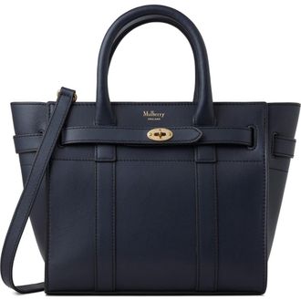 Mulberry Mini Zipped Bayswater Leather Satchel in Night Sky at Nordstrom